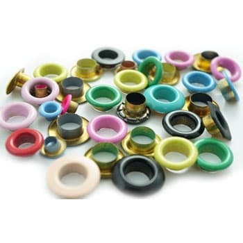 Colorful metal eyelets and grommets