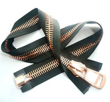 Black with rose gold brass zipper