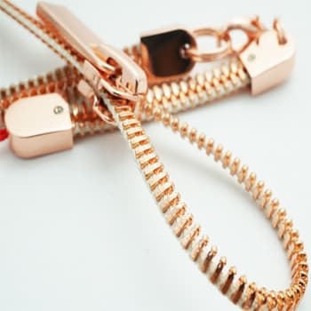Rose gold fashion zipper close-up