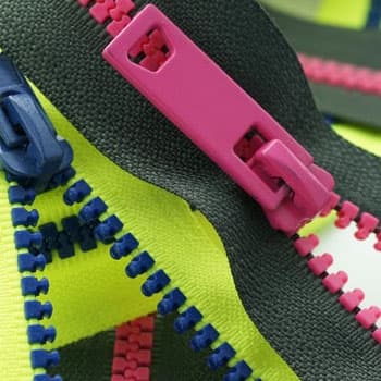 Colorful plastic zipper close-up